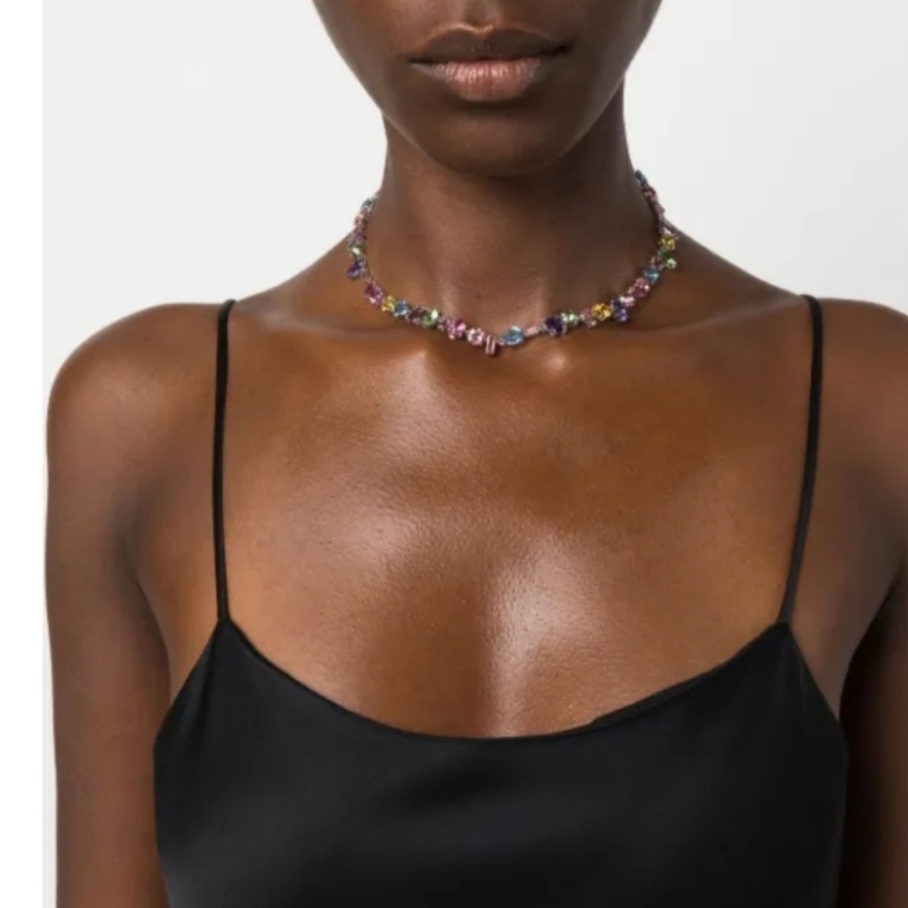 NWT Swarovski autentuc Gema necklace Mixed cuts, Multicolored, Rhodium plated